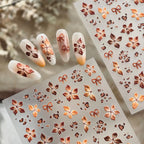 Brown Floral Bow Leopard Print Nail Art Stickers - Trendy 3D Decals for Autumn 