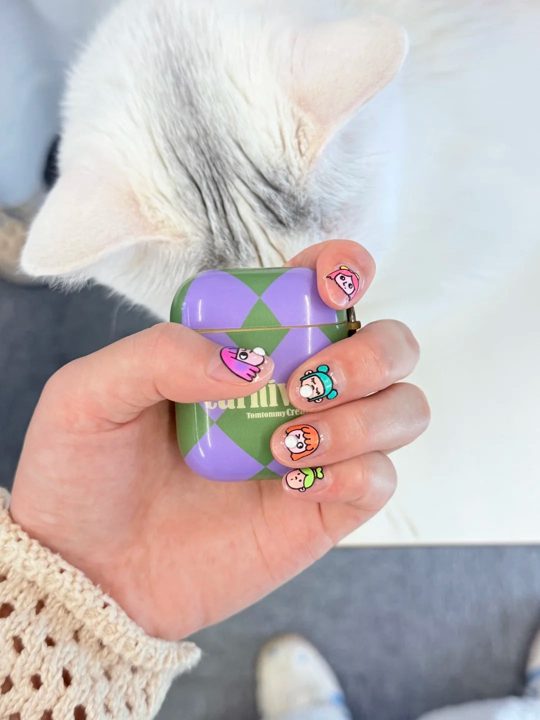 5D Y2K Cartoon Face Nail Stickers | Embossed Bubble Gum Girl Kawaii Nail Art to5190
