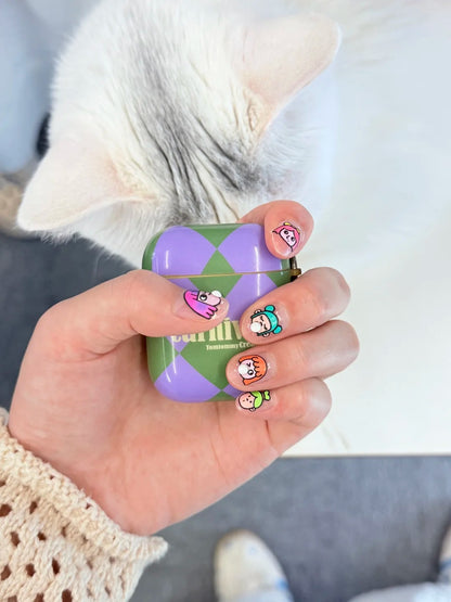 5D Y2K Cartoon Face Nail Stickers | Embossed Bubble Gum Girl Kawaii Nail Art to5190
