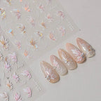 Butterfly Flower Nail Art Stickers Adhesive Embossed Sticker Decals 