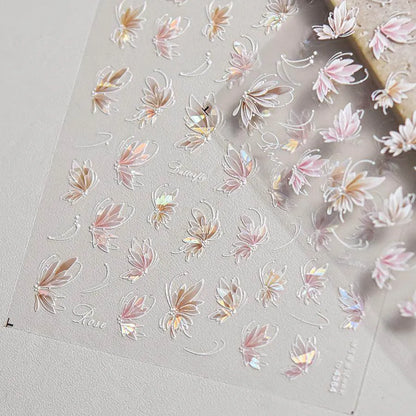Butterfly Flower Nail Art Stickers Adhesive Embossed Sticker Decals 