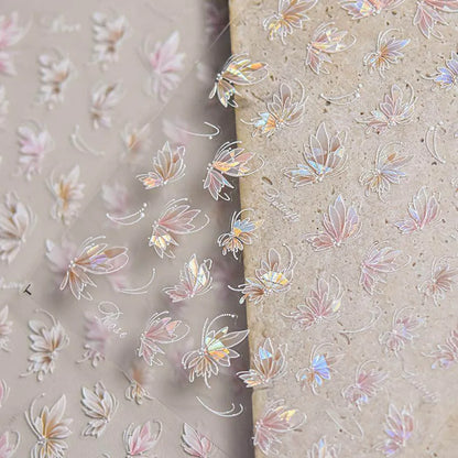 Butterfly Flower Nail Art Stickers Adhesive Embossed Sticker Decals 