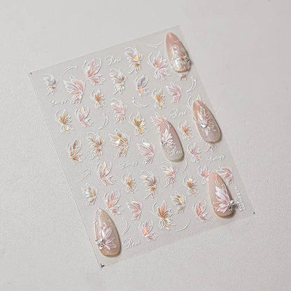 Butterfly Flower Nail Art Stickers Adhesive Embossed Sticker Decals 