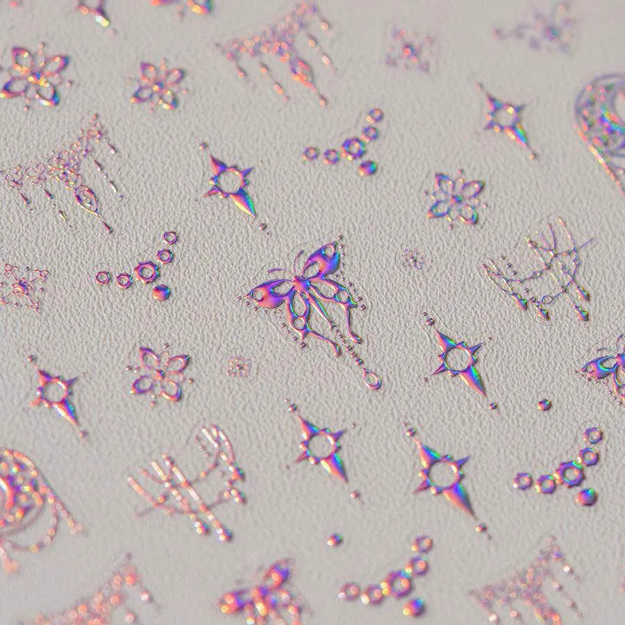 Butterfly Lace Nail Art Stickers Adhesive Embossed Metal Lace Sticker Decals to3488