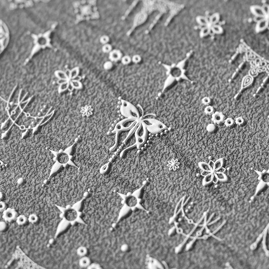 Butterfly Lace Nail Art Stickers Adhesive Embossed Metal Lace Sticker Decals to3488