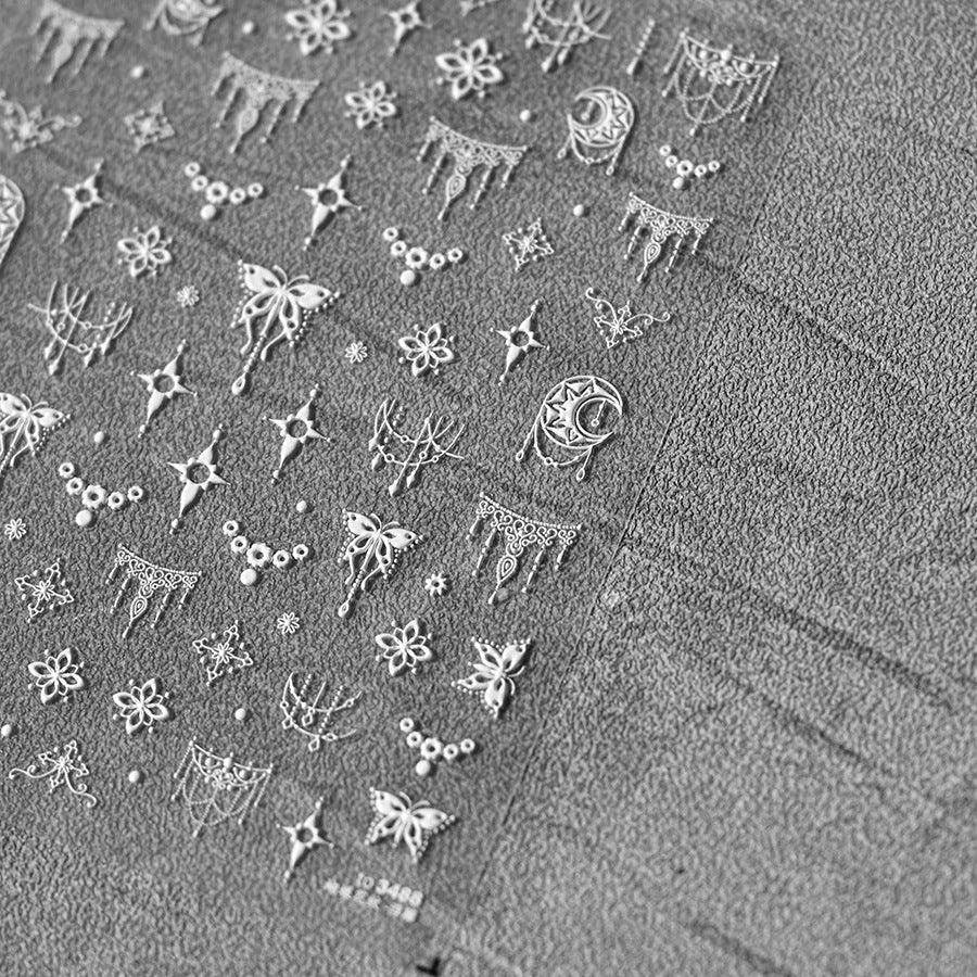 Butterfly Lace Nail Art Stickers Adhesive Embossed Metal Lace Sticker Decals to3488