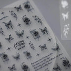 Butterfly Nail Art Stickers 3D Adhesive Slider Butterfly Rose Sticker Decals MN319