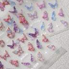 Butterfly Nail Art Stickers 3D Adhesive Slider Colorful Butterfly Wings Sticker Decals M339