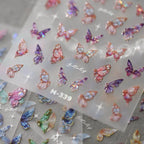 Butterfly Nail Art Stickers 3D Adhesive Slider Colorful Butterfly Wings Sticker Decals M339
