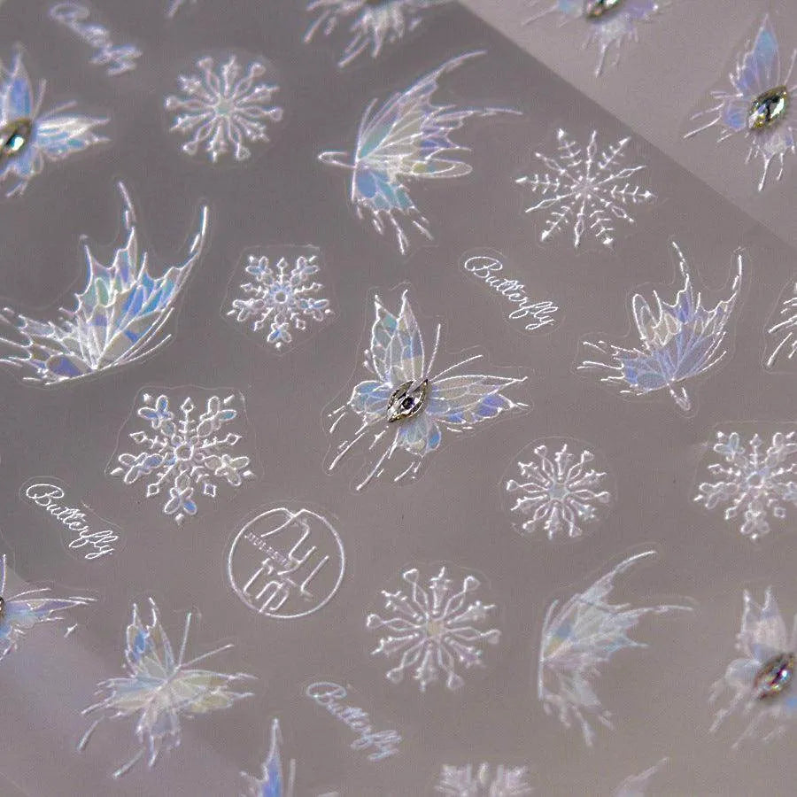 Butterfly Nail Art Stickers Adhesive Embossed Wings Sticker Decals with Beads to3622