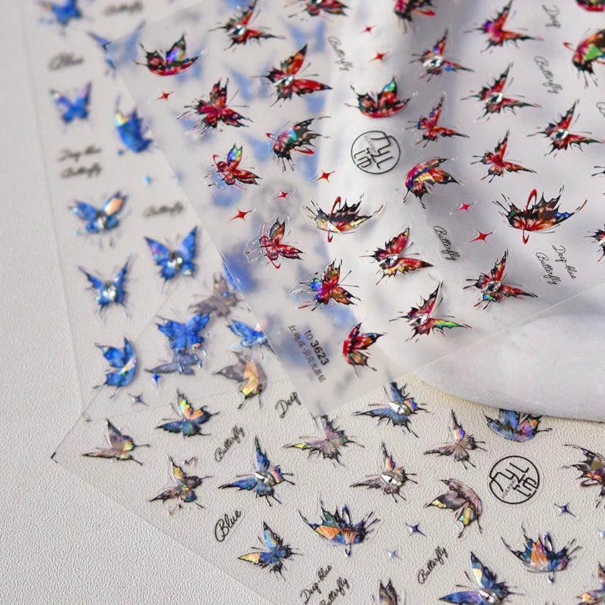 Butterfly Nail Art Stickers Adhesive Embossed Wings Sticker Decals with Beads to3622