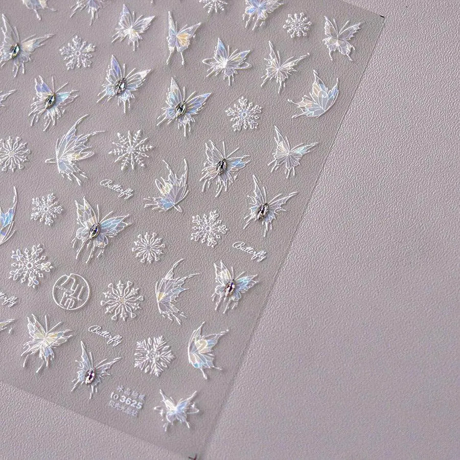 Butterfly Nail Art Stickers Adhesive Embossed Wings Sticker Decals with Beads to3622