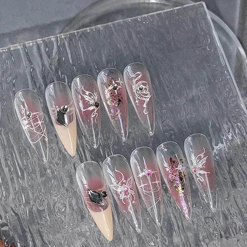 Butterfly Nail Art Stickers Adhesive Slider Butterfly With Rhinestone Sticker Decals TL050