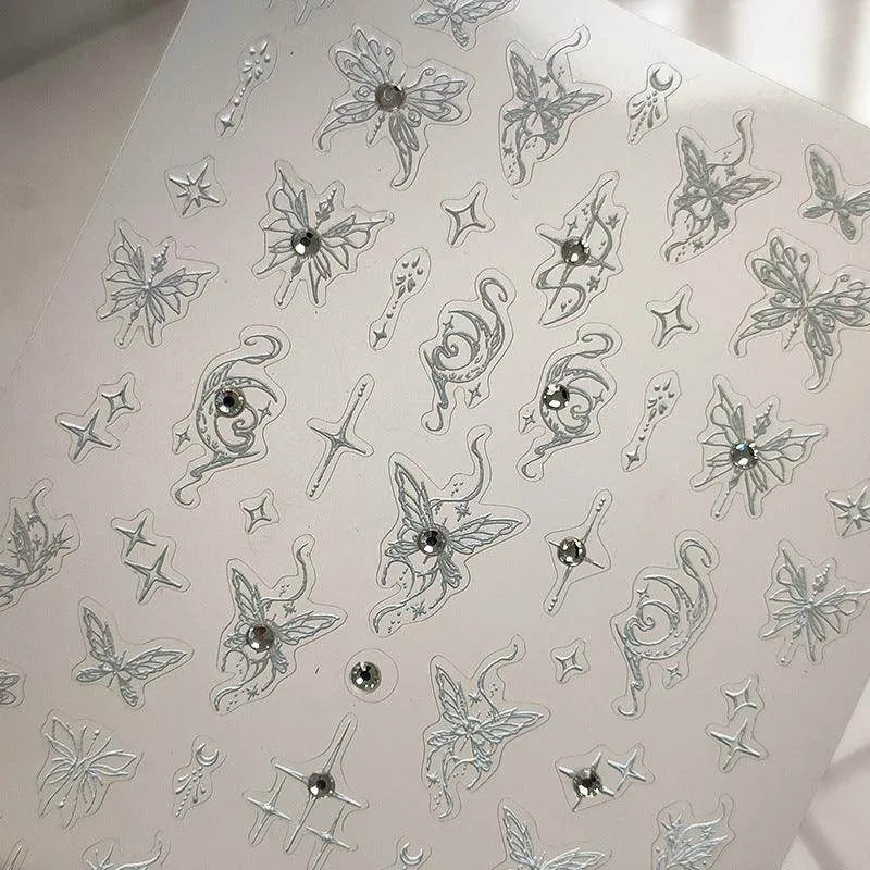 Butterfly Nail Art Stickers Adhesive Slider Butterfly With Rhinestone Sticker Decals TL050