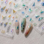 Butterfly Nail Art Stickers Adhesive Slider Metal Colors Butterfly Embossed Sticker Decals M311