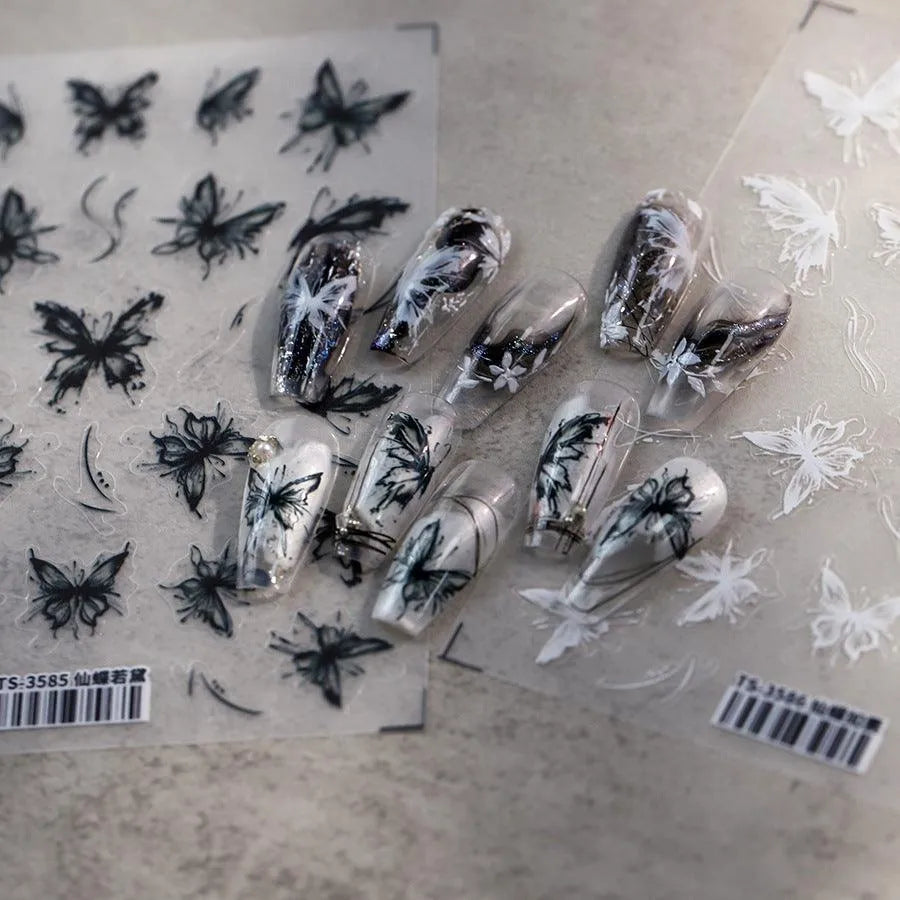 Butterfly Nail Art Stickers Adhesive Slider Ultra-Thin Clear Butterfly Sticker Decals TS3585