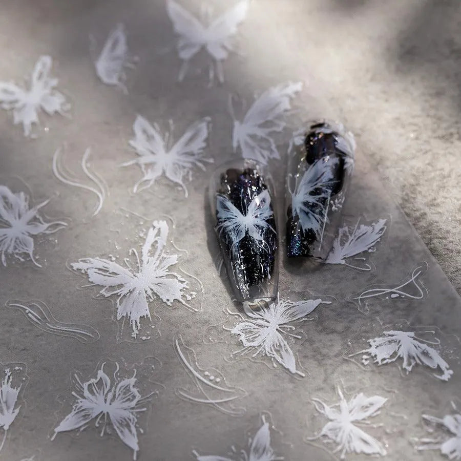 Butterfly Nail Art Stickers Adhesive Slider Ultra-Thin Clear Butterfly Sticker Decals TS3585