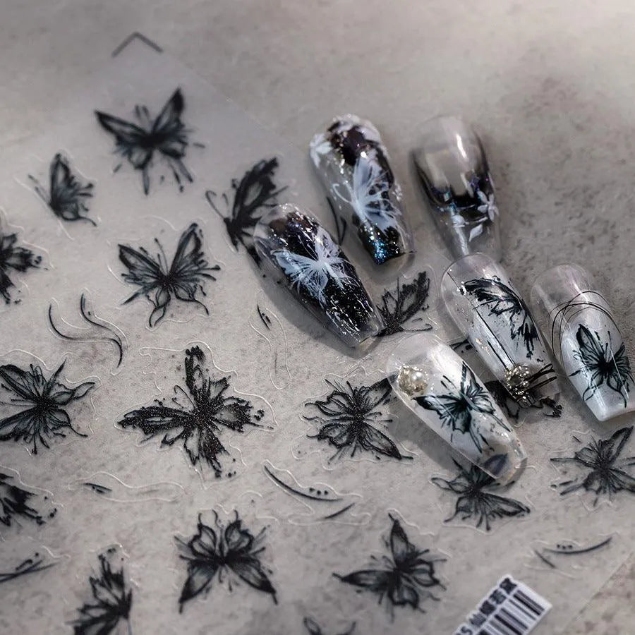 Butterfly Nail Art Stickers Adhesive Slider Ultra-Thin Clear Butterfly Sticker Decals TS3585