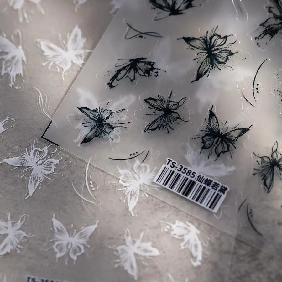 Butterfly Nail Art Stickers Adhesive Slider Ultra-Thin Clear Butterfly Sticker Decals TS3585