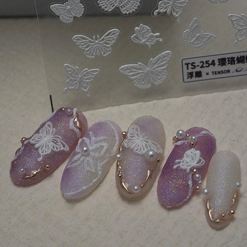 Butterfly Nail Art Stickers Butterfly Wings 3D Adhesive Sticker Decals TS255