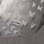 Butterfly Nail Stickers White Butterfly Wings 3D Adhesive Sticker Nail Decals TS3609