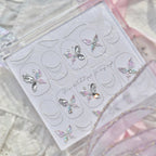 Butterfly & Pearl Chain Rhinestone Nail Stickers – Pre-Arranged Self-Adhesive Nail Gems MD023