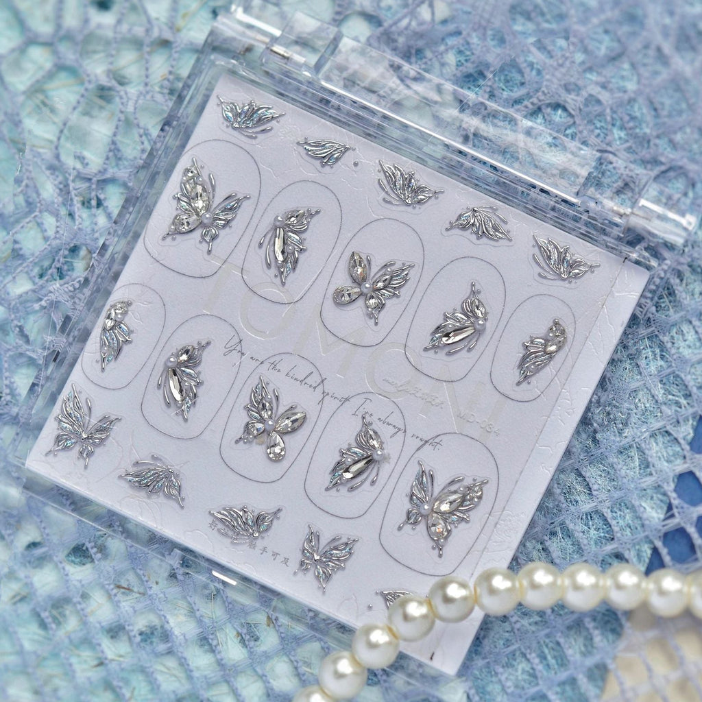 Butterfly Rhinestone Nail Stickers – Pre-Arranged Self-Adhesive Nail Gems MD034