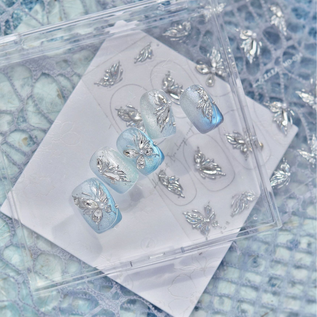 Butterfly Rhinestone Nail Stickers – Pre-Arranged Self-Adhesive Nail Gems MD034