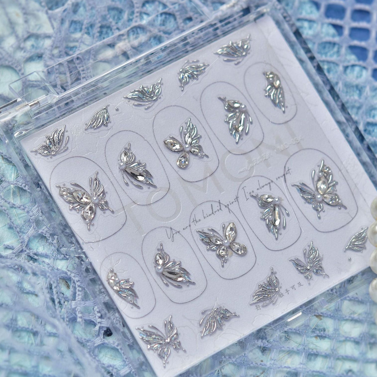 Butterfly Rhinestone Nail Stickers – Pre-Arranged Self-Adhesive Nail Gems MD034