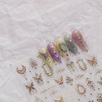 Butterfly with Gold Lace Nail Art Stickers Adhesive Embossed Lace Wings Sticker Decals to3186