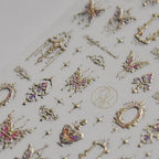 Butterfly with Gold Lace Nail Art Stickers Adhesive Embossed Lace Wings Sticker Decals to3186
