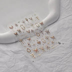 Butterfly with Gold Lace Nail Art Stickers Adhesive Embossed Lace Wings Sticker Decals to3186