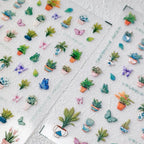 Cacti Nail Art Stickers Adhesive Slider Embossed Cactus Sticker Decals 