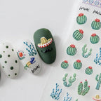 Cactus Nail Art Stickers Adhesive Slider Cacti Plant Sticker Decals TS2183
