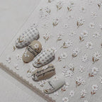 Camellia Flower Nail Art Stickers Adhesive Embossed Sticker Decals