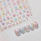 Candy Bow Tie Nail Art Stickers Adhesive Embossed Love Bows Sticker Decals 