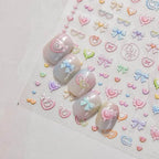 Candy Bow Tie Nail Art Stickers Adhesive Embossed Love Bows Sticker Decals 