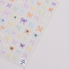 Candy Color Bow Nail Art Stickers Colorful Bow Tie Adhesive Embossed Sticker Decals 