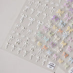 Candy Color Bow Nail Art Stickers Colorful Bow Tie Adhesive Embossed Sticker Decals 
