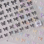Candy Color Bow Nail Art Stickers Colorful Bow Tie Adhesive Embossed Sticker Decals 