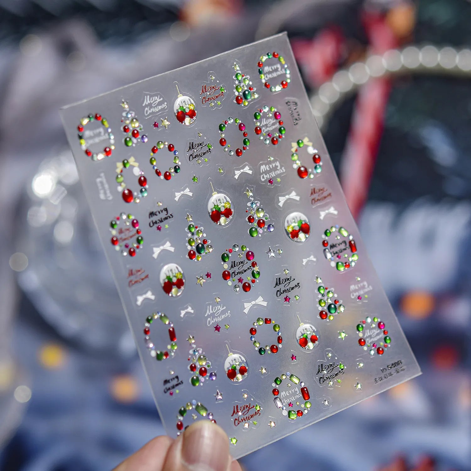 Candy Color Christmas Nail Stickers - Xmas Tree Ball Jelly Nail Decals