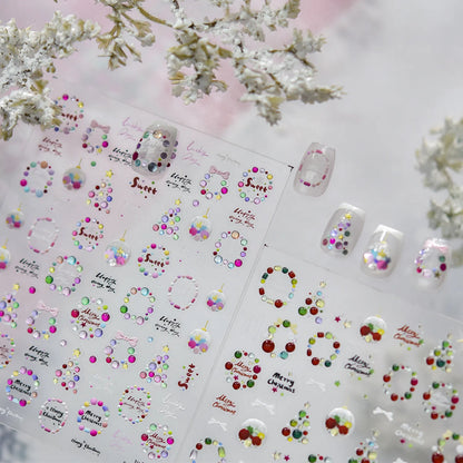 Candy Color Christmas Nail Stickers - Xmas Tree Ball Jelly Nail Decals