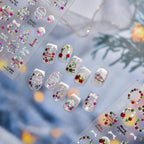 Candy Color Christmas Nail Stickers - Xmas Tree Ball Jelly Nail Decals