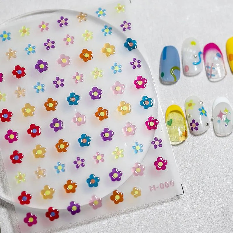 Candy Colors Love Heart Nail Art Stickers Adhesive Slider Jelly Stars Hearts Flower Sticker Decals 