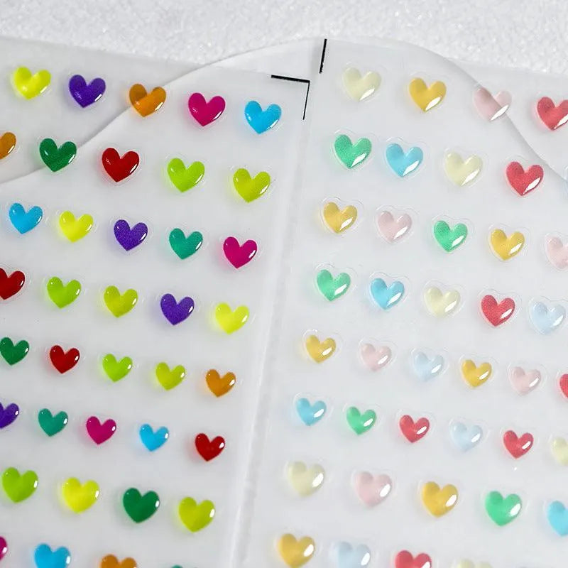 Candy Colors Love Heart Nail Art Stickers Adhesive Slider Jelly Stars Hearts Flower Sticker Decals 