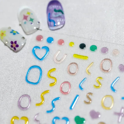Candy Colors Love Heart Nail Art Stickers Adhesive Slider Jelly Stars Hearts Flower Sticker Decals 