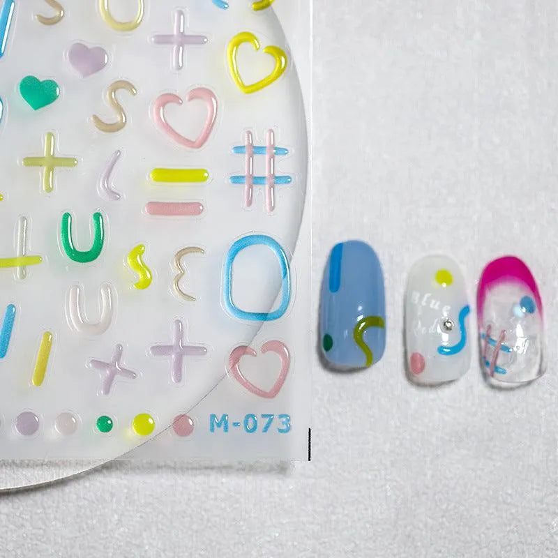 Candy Colors Love Heart Nail Art Stickers Adhesive Slider Jelly Stars Hearts Flower Sticker Decals 