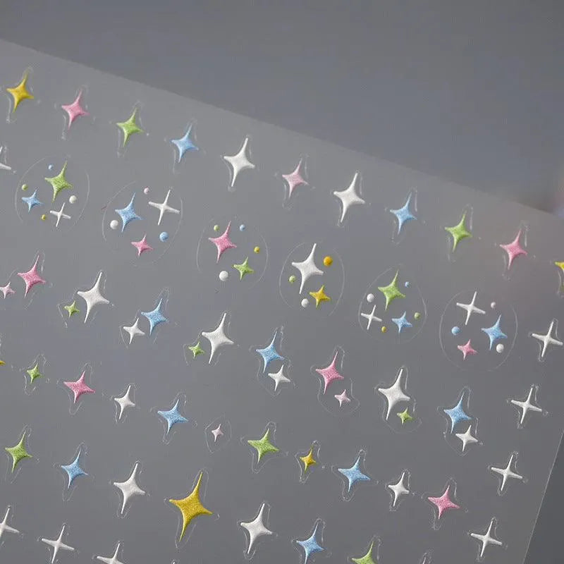 Candy Colors Stars Nail Art Stickers Colorful Cross Stars Adhesive Sticker Decals TS3310