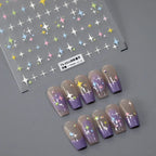 Candy Colors Stars Nail Art Stickers Colorful Cross Stars Adhesive Sticker Decals TS3310
