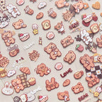 Cartoon Bear Nail Art Stickers Adhesive Embossed Lucky Bear with Rabbit Sticker Decals to3508